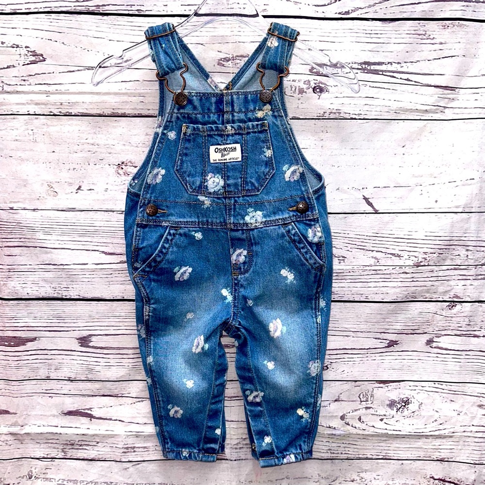 Oshkosh B'gosh Flower Print Overalls Size 6 Months